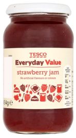 Tesco Everyday Value Strawberry Jam, 29p a jar. Ambrosia of the gods.